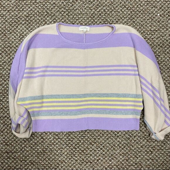 Set of 2 Promesa Borderline Striped Rib-Knit Cropped Sweater & Q2 Lavender Knit - Picture 7 of 12